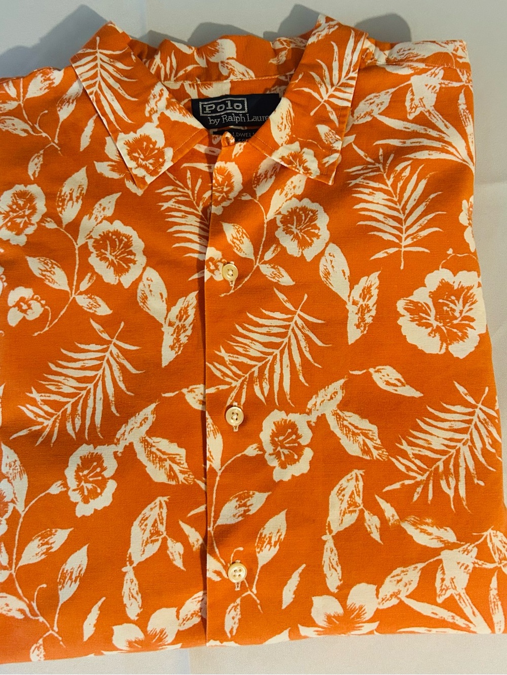 Ralph Lauren Caldwell Orange Floral Tropical Short-Sleeve Button-Down Shirt